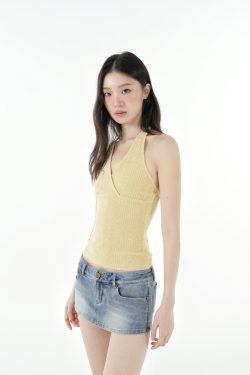 Retro Low-Waist Washed Distressed Stretchy Denim Blue Ultra-Short Skirt Pants - Y2K Inspired Fashion for Trendy Outfits