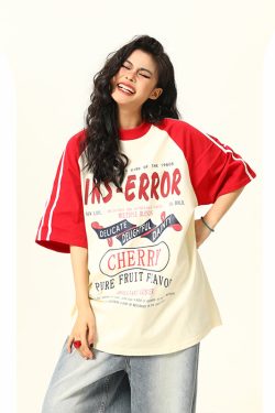 Retro Melange Spliced Short Sleeve T-Shirt for Couples - Unisex Letter Print Tee in 90s American Style