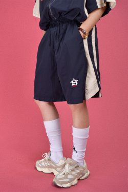 Retro Military Style Windbreaker Sports Suit for Summer - Casual Two-Piece Set for Couples