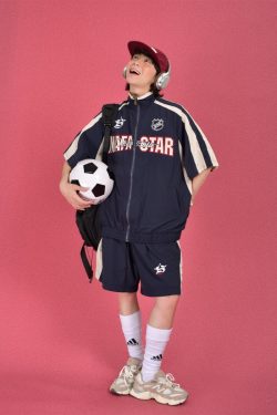 Retro Military Style Windbreaker Sports Suit for Summer - Casual Two-Piece Set for Couples