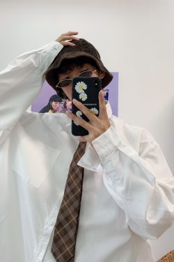 Retro Oversized Long Sleeve Shirt for Couples - Handmade Casual Korean Style Top for Spring and Autumn