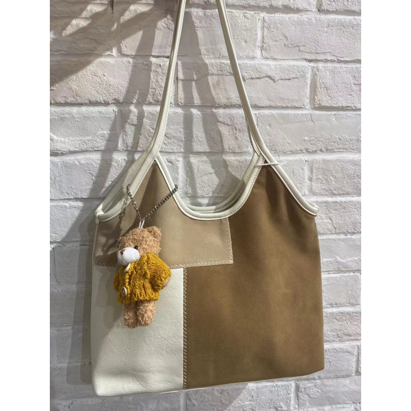 Retro Patchwork Color-Blocking Shoulder Bag - High-End Matte Texture Crossbody Bag for Autumn/Winter 2025, Large Capacity Retro Patchwork Color-Blocking Shoulder Bag - High-End Matte Texture Crossbody Bag for Autumn/Winter 2025, Large Capacity