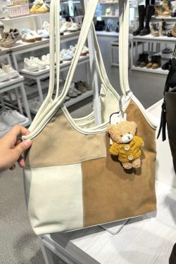 Retro Patchwork Color-Blocking Shoulder Bag - High-End Matte Texture Crossbody Bag for Autumn/Winter 2025, Large Capacity