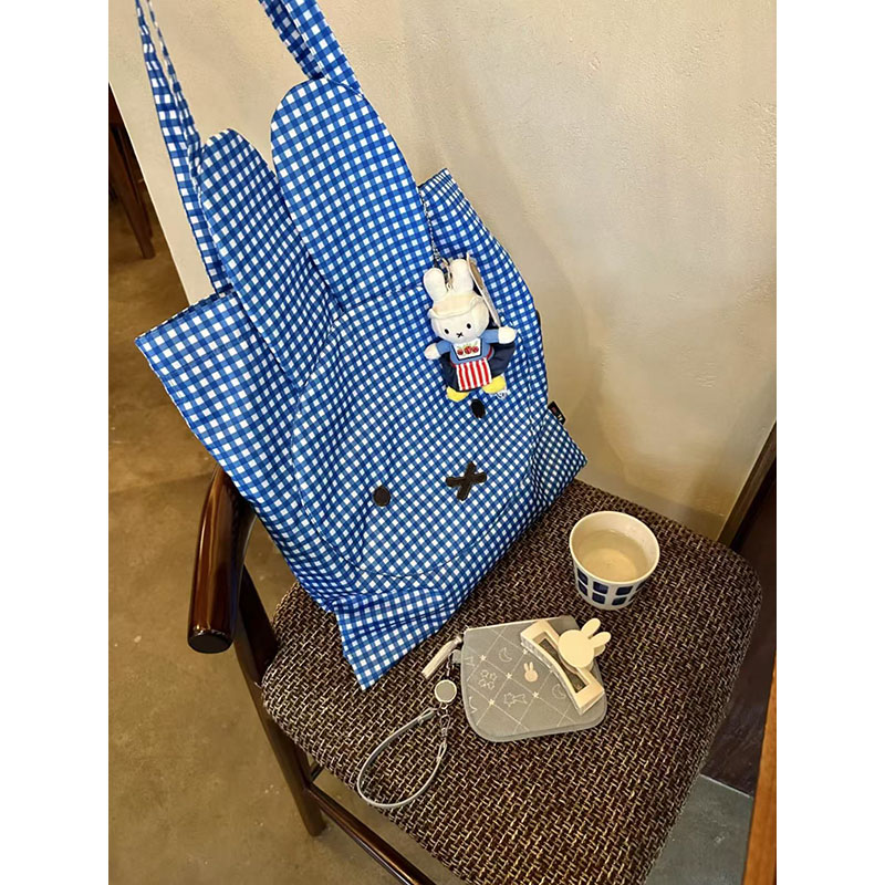 Retro Plaid Bunny Canvas Tote Bag - Large Capacity Commuter Shoulder Bag - Cute Modern Rabbit Design Retro Plaid Bunny Canvas Tote Bag - Large Capacity Commuter Shoulder Bag - Cute Modern Rabbit Design