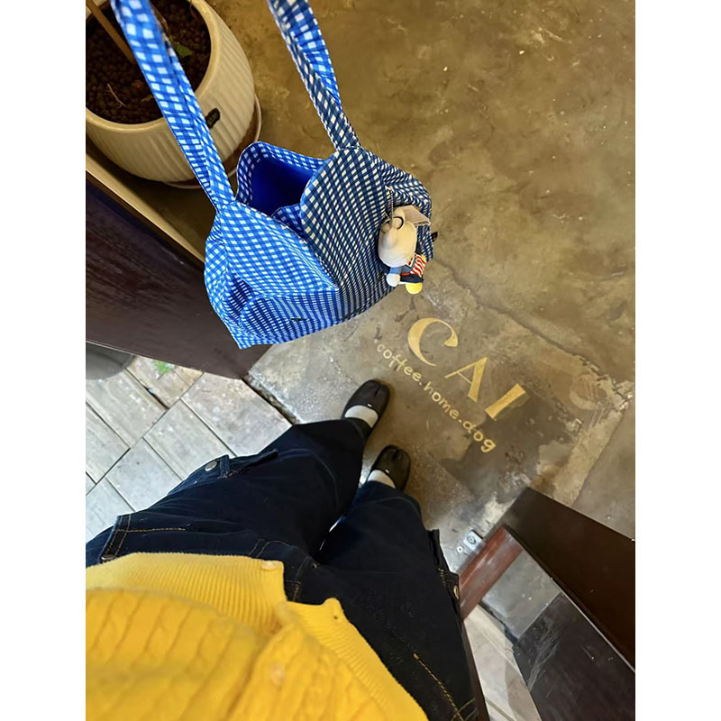 Retro Plaid Bunny Canvas Tote Bag - Large Capacity Commuter Shoulder Bag - Cute Modern Rabbit Design Retro Plaid Bunny Canvas Tote Bag - Large Capacity Commuter Shoulder Bag - Cute Modern Rabbit Design