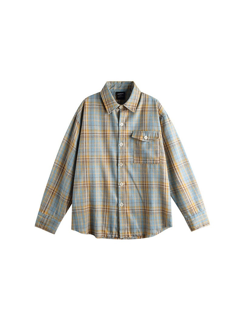 Retro Plaid Color-Blocking Long Sleeve Shirt for Men and Women - Versatile Casual Oversized Style for Early Spring Retro Plaid Color-Blocking Long Sleeve Shirt for Men and Women - Versatile Casual Oversized Style for Early Spring
