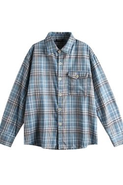 Retro Plaid Color-Blocking Long Sleeve Shirt for Men and Women - Versatile Casual Oversized Style for Early Spring