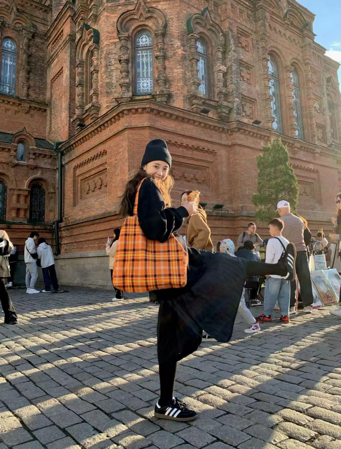 Retro Plaid Orange Tote Bag - Large Capacity Checkered Canvas Commuter Shoulder Bag for Stylish Shopping Retro Plaid Orange Tote Bag - Large Capacity Checkered Canvas Commuter Shoulder Bag for Stylish Shopping