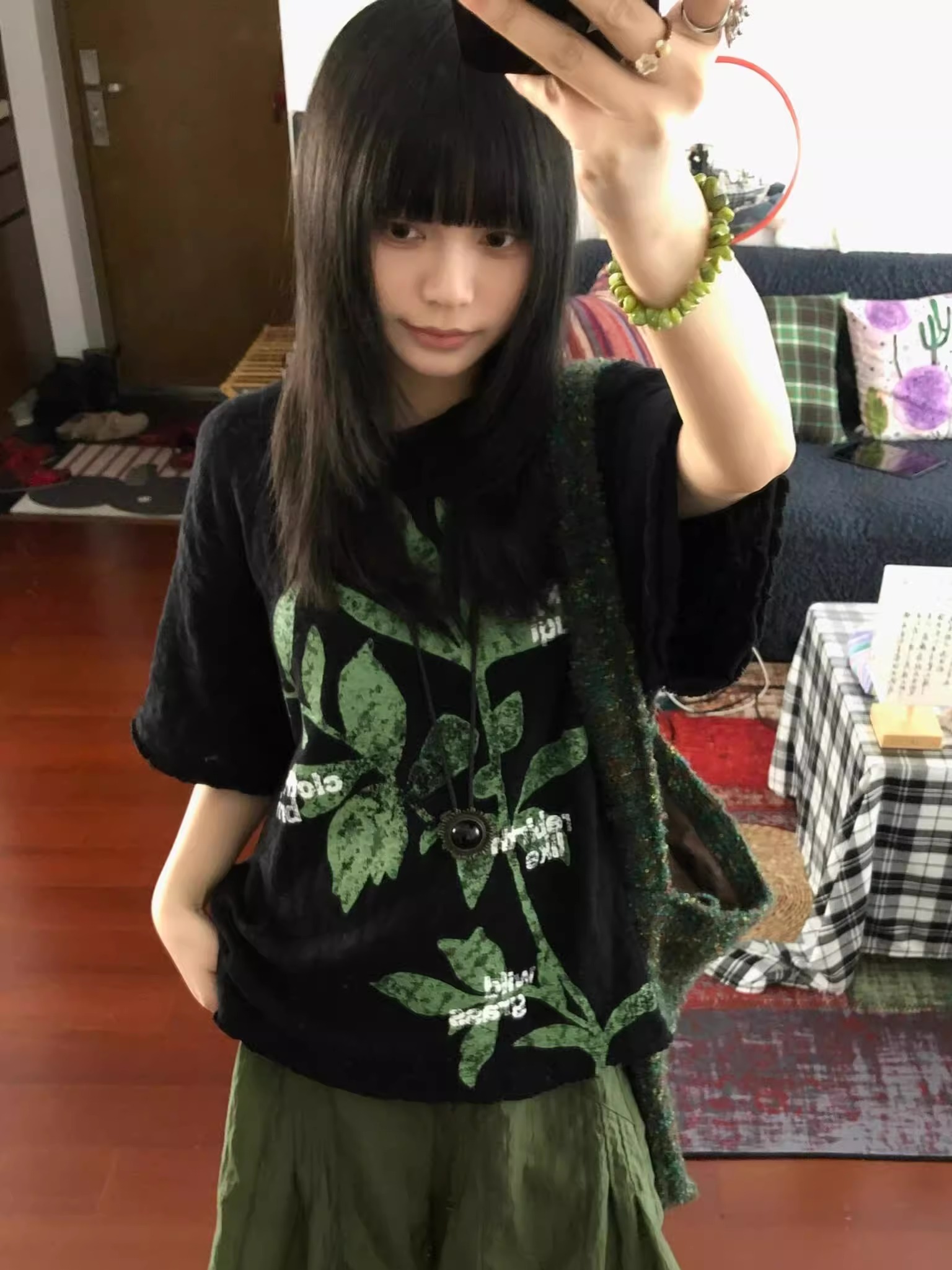 Retro Plant-Themed Korean Style Casual Loose Fit Cotton Summer Short Sleeve T-Shirt Retro Plant-Themed Korean Style Casual Loose Fit Cotton Summer Short Sleeve T-Shirt