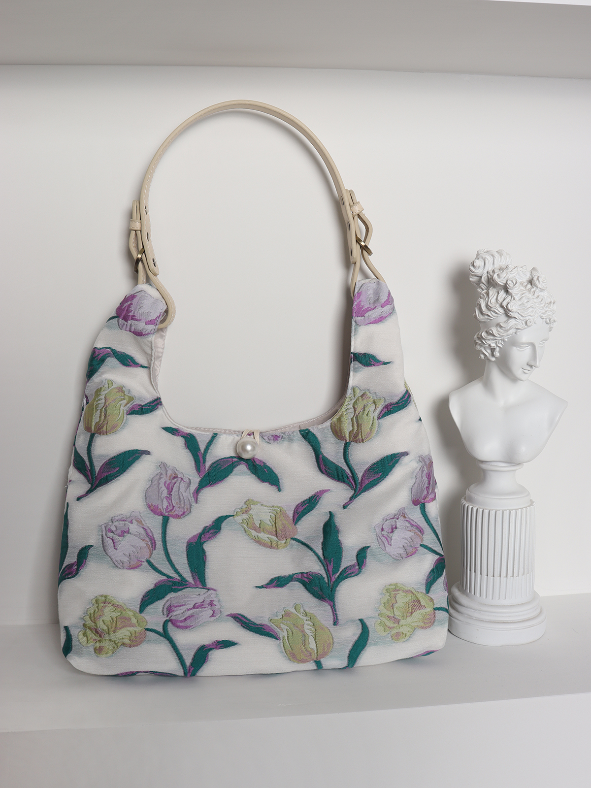 Retro Purple Floral Tulip Tote Bag for Women - Large Capacity Summer Commuter Bag, Fashionable Versatile Y2K Style Retro Purple Floral Tulip Tote Bag for Women - Large Capacity Summer Commuter Bag, Fashionable Versatile Y2K Style