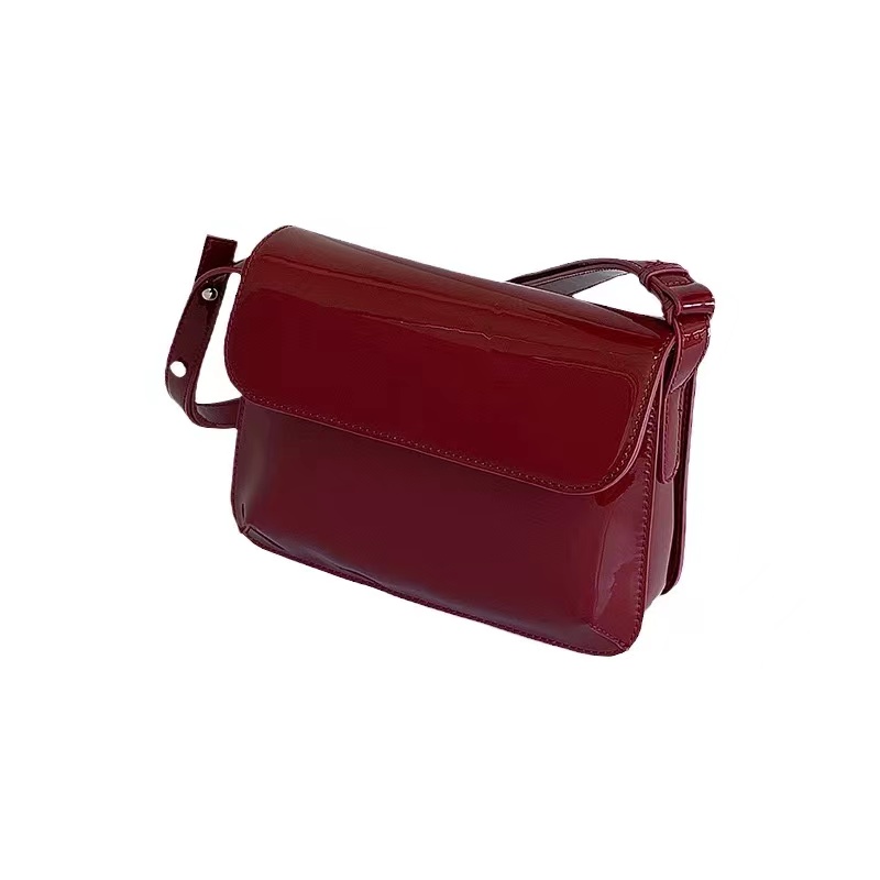 Retro Red Patent Leather Small Square Handbag - Versatile Shoulder & Crossbody Bag for 2022 Y2K Style Retro Red Patent Leather Small Square Handbag - Versatile Shoulder & Crossbody Bag for 2022 Y2K Style
