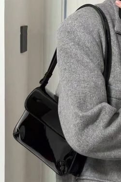 Retro Red Patent Leather Small Square Handbag - Versatile Shoulder & Crossbody Bag for 2022 Y2K Style