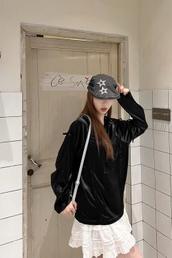 Retro Revival American Lace Bow Long Sleeve T-Shirt - Women's Jersey Sports Style Satin Top for Y2K Fashion