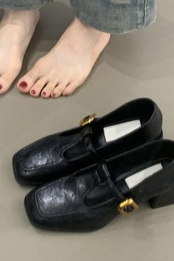 Retro Sheepskin High-Heeled Mary Jane Shoes - Square Toe, Chunky Heel, One-Strap Buckle, Elegant Commuter Style for Women