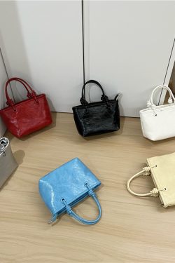 Retro Shiny Handheld Vegetable Basket Bag - Versatile Casual Women's Crossbody Small Square Bag for Spring/Summer 2025