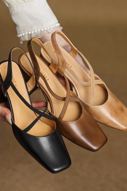 Retro Slim-Fit Cross-Strap High-Heeled Sandals for Women - Artistic Chinese Style OL Design - European American Fashion