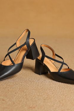 Retro Slim-Fit Cross-Strap High-Heeled Sandals for Women - Artistic Chinese Style OL Design - European American Fashion