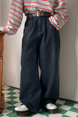 Retro Solid Color Plus Size Wide Leg Pants - Handmade Hong Kong Style Loose Floor-Length Trousers for a Trendy Old School Look