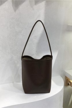 Retro Solid Color Versatile Tote Bag for Commuting - Lazy Style Underarm Bucket Bag for 2024 Fashion