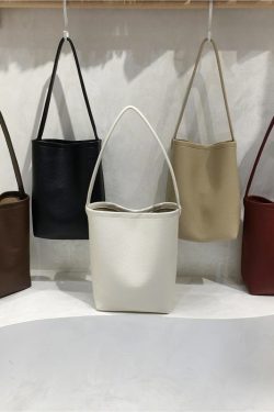 Retro Solid Color Versatile Tote Bag for Commuting - Lazy Style Underarm Bucket Bag for 2024 Fashion