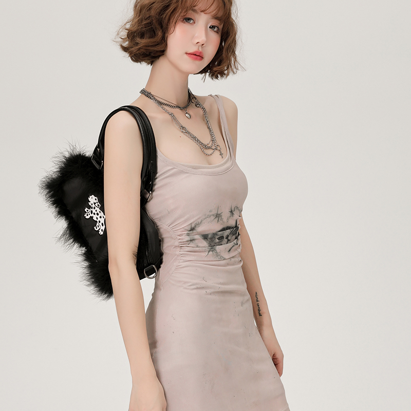 Retro Spicy Girl Cat Print Camisole Dress - Summer Bodycon Dress for a Girly Look, Perfect for Y2K and Retro Fashion Lovers Retro Spicy Girl Cat Print Camisole Dress - Summer Bodycon Dress for a Girly Look, Perfect for Y2K and Retro Fashion Lovers