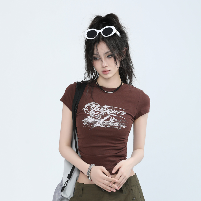 Retro Spicy Girl Slim-Fit Short Sleeve T-Shirt for Women - American Style Graphic Tee, Casual 90s Inspired Fashion Top Retro Spicy Girl Slim-Fit Short Sleeve T-Shirt for Women - American Style Graphic Tee, Casual 90s Inspired Fashion Top