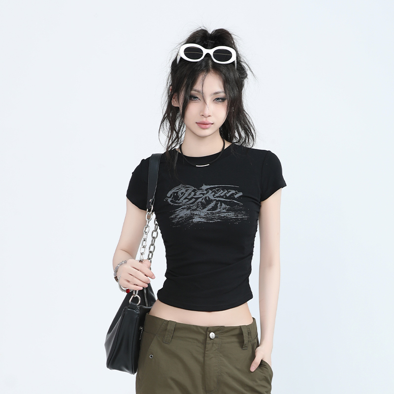 Retro Spicy Girl Slim-Fit Short Sleeve T-Shirt for Women - American Style Graphic Tee, Casual 90s Inspired Fashion Top Retro Spicy Girl Slim-Fit Short Sleeve T-Shirt for Women - American Style Graphic Tee, Casual 90s Inspired Fashion Top