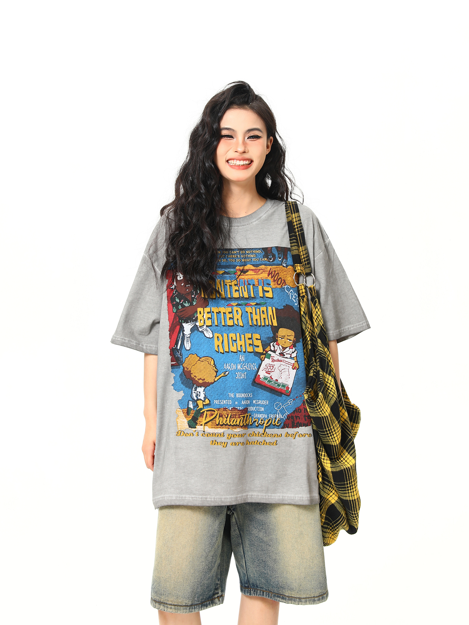 Retro Street Print Washed Short-Sleeve T-Shirt for Men and Women - Versatile Summer Couple Top, Trendy 90s American Style Retro Street Print Washed Short-Sleeve T-Shirt for Men and Women - Versatile Summer Couple Top, Trendy 90s American Style