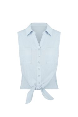 Retro-Style Sleeveless Cropped Shirt Vest Top for Women - Vintage-Inspired Fashion, Perfect for 90s and Y2K Styles