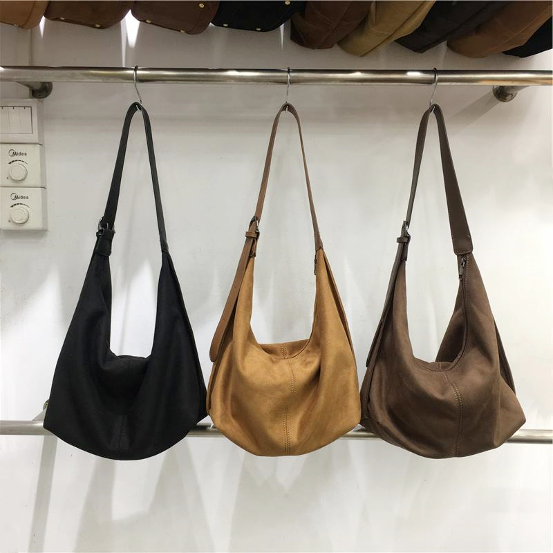 Retro Suede Dumpling Bag for Autumn/Winter - Korean Niche Design Commuting Shoulder Crossbody Tote Retro Suede Dumpling Bag for Autumn/Winter - Korean Niche Design Commuting Shoulder Crossbody Tote