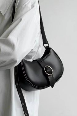 Retro Textured Silver Motorcycle Saddle Bag for Women - 2025 New Model, Fashionable Underarm Crossbody Design