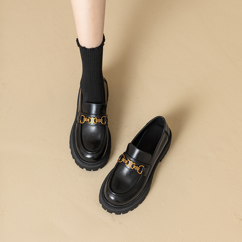 Retro Thick-Soled Leather Loafers for Women - Italian Slip-On Shoes for Spring and Autumn, Vintage Style Footwear Retro Thick-Soled Leather Loafers for Women - Italian Slip-On Shoes for Spring and Autumn, Vintage Style Footwear