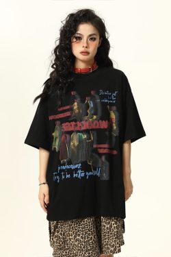 Retro Tie-Dye Letter Design Short-Sleeve T-Shirt for Men and Women - Summer Trendy American Streetwear