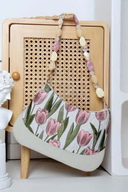 Retro Tulip Flower Underarm Bag for Women, Textured Jacquard Crossbody, Versatile Vacation Style, Niche Design
