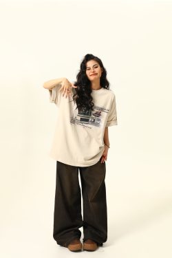 Retro TV Print Unisex Short-Sleeve T-Shirt - Vintage American Style Loose Fit Couple Tee