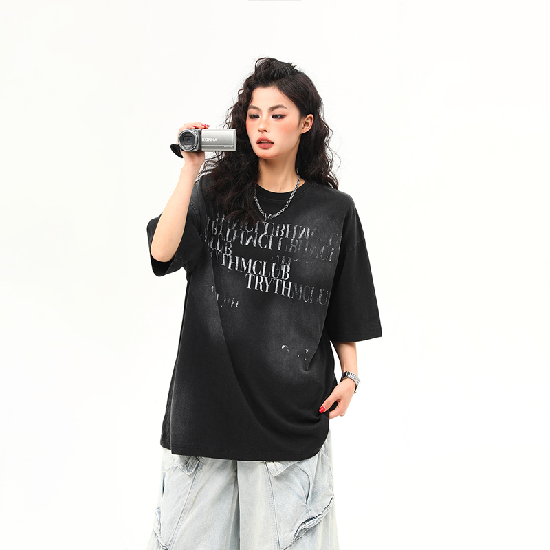 Retro Vintage Letter Print Short Sleeve T-Shirt for Women - Trendy American Style Summer Tee Retro Vintage Letter Print Short Sleeve T-Shirt for Women - Trendy American Style Summer Tee