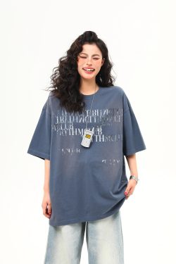 Retro Vintage Letter Print Short Sleeve T-Shirt for Women - Trendy American Style Summer Tee