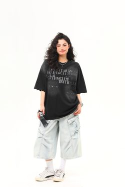 Retro Vintage Letter Print Short Sleeve T-Shirt for Women - Trendy American Style Summer Tee