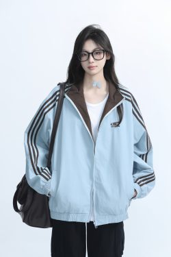 Reversible Brown Jacket for Women - American Retro Style, Loose Fit, Autumn Trend, Casual Layering Essential