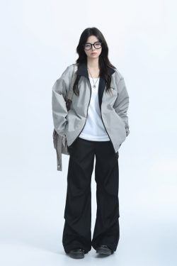 Reversible Brown Jacket for Women - American Retro Style, Loose Fit, Autumn Trend, Casual Layering Essential