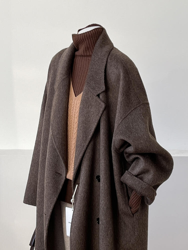 Reversible Coffee-Colored Cashmere Coat for Women - Mid-Length Korean Style Woolen Coat for Autumn/Winter 2024 Reversible Coffee-Colored Cashmere Coat for Women - Mid-Length Korean Style Woolen Coat for Autumn/Winter 2024