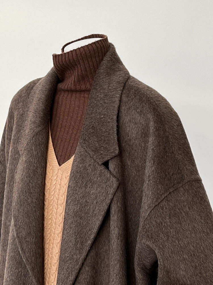 Reversible Coffee-Colored Cashmere Coat for Women - Mid-Length Korean Style Woolen Coat for Autumn/Winter 2024 Reversible Coffee-Colored Cashmere Coat for Women - Mid-Length Korean Style Woolen Coat for Autumn/Winter 2024