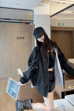 Reversible Rhinestone Striped Jacket for Men and Women - Loose Casual Couple Coat for Autumn, Versatile American Style Outerwear