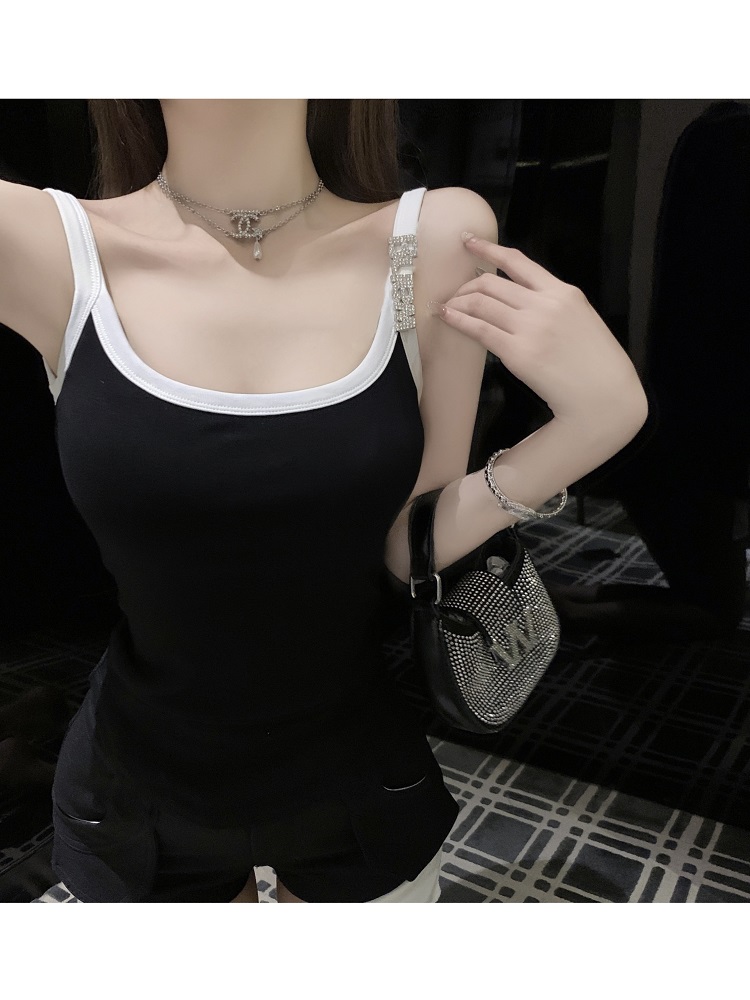 Rhinestone Camisole Top with Built-In Padding - Slim Fit, New Arrival, Perfect for 90s and Y2K Style Rhinestone Camisole Top with Built-In Padding - Slim Fit, New Arrival, Perfect for 90s and Y2K Style