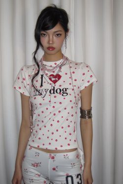 Rhinestone Printed Short-Sleeve Fitted Crop Top for Women - Summer Trendy T-Shirt in High-End Style