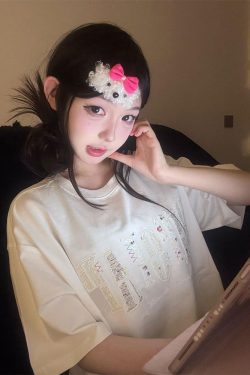 Round Neck Short Sleeve T-Shirt for Women - Heavyweight Casual Top with Letter Embroidery - Summer Loose Fit American Style