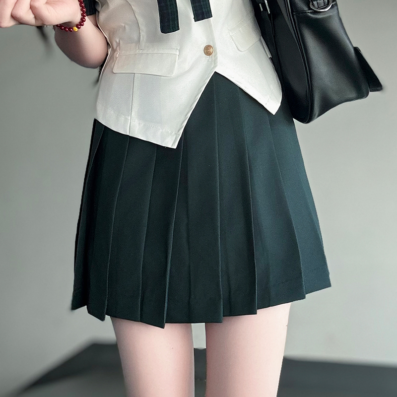 Sailor Suit JK Uniform Academy Style Pudding Bear Summer Set with Spliced Checkered Design and Waist-Defined Fit Sailor Suit JK Uniform Academy Style Pudding Bear Summer Set with Spliced Checkered Design and Waist-Defined Fit