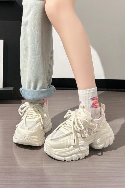 Sakura Pink Butterfly Dad Shoes for Women - 2025 New Style Mesh Breathable Sports Shoes with Height Increase - Trendy Casual Footwear