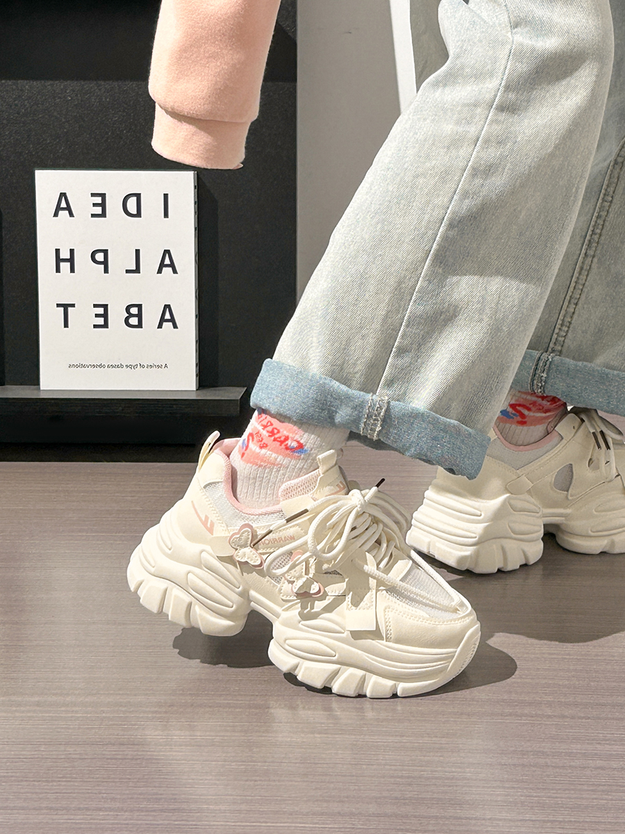 Sakura Pink Butterfly Dad Shoes for Women - 2025 New Style Mesh Breathable Sports Shoes with Height Increase - Trendy Casual Footwear Sakura Pink Butterfly Dad Shoes for Women - 2025 New Style Mesh Breathable Sports Shoes with Height Increase - Trendy Casual Footwear