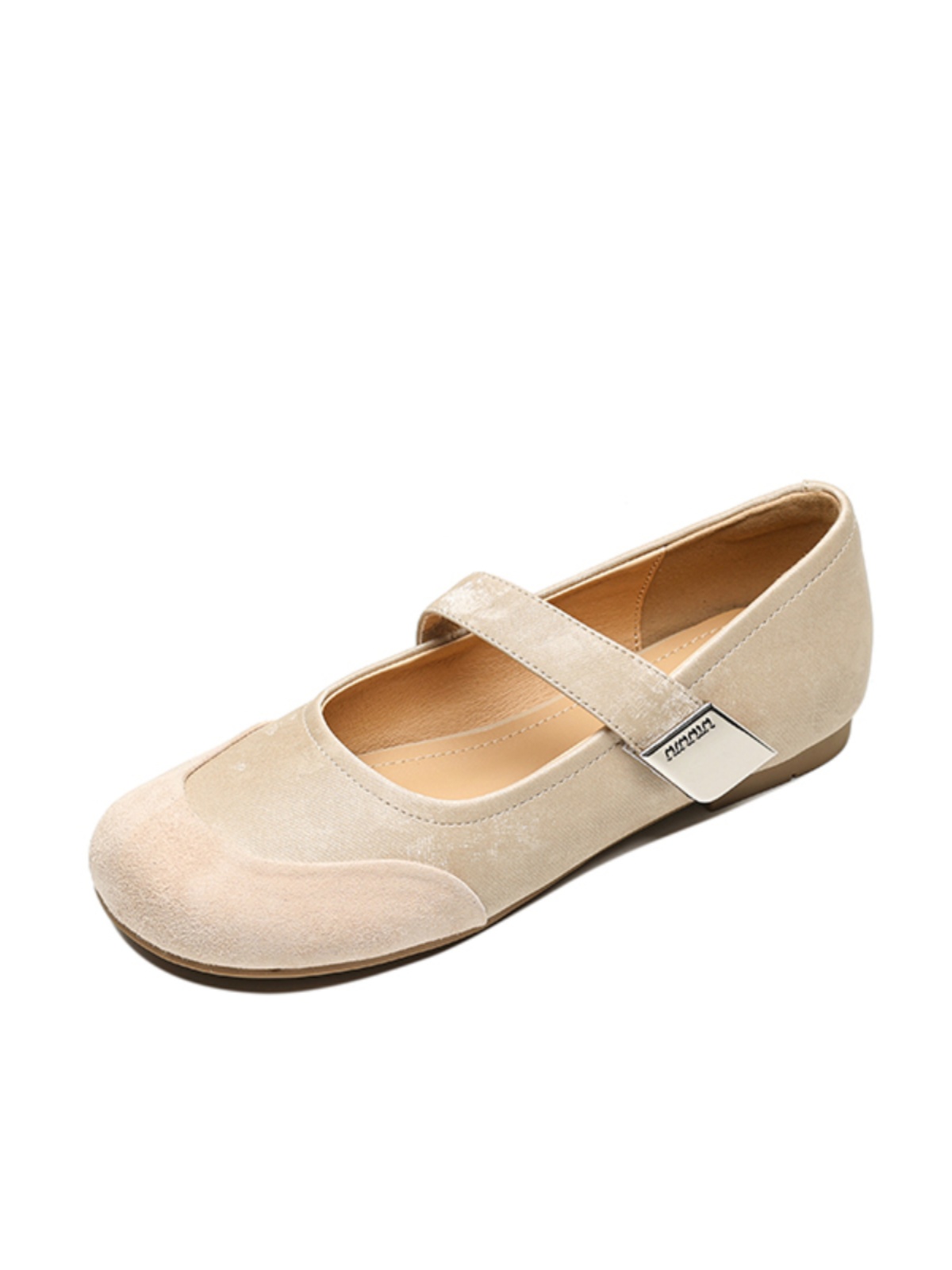 Sanded Sheepskin Spliced Mary Jane Flats for Women - Soft Bottom Round Toe Shoes for Spring/Summer 2025 Fashion Sanded Sheepskin Spliced Mary Jane Flats for Women - Soft Bottom Round Toe Shoes for Spring/Summer 2025 Fashion